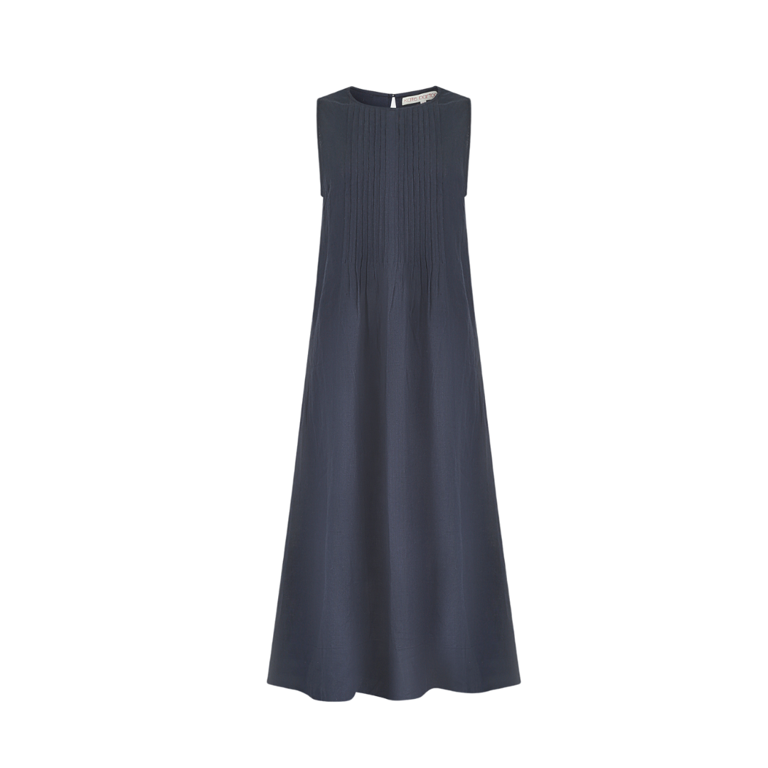 The Linen Sleeveless Pintuck Dress