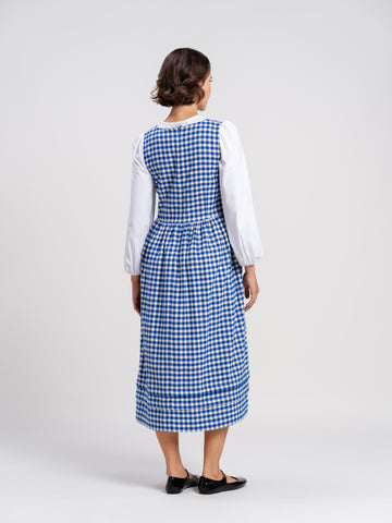 Kate Barton Women's Winter Classic Pinafore | Moss | Navy | Blue Gingham |  Brown Heather Tartan | Brushed Cotton