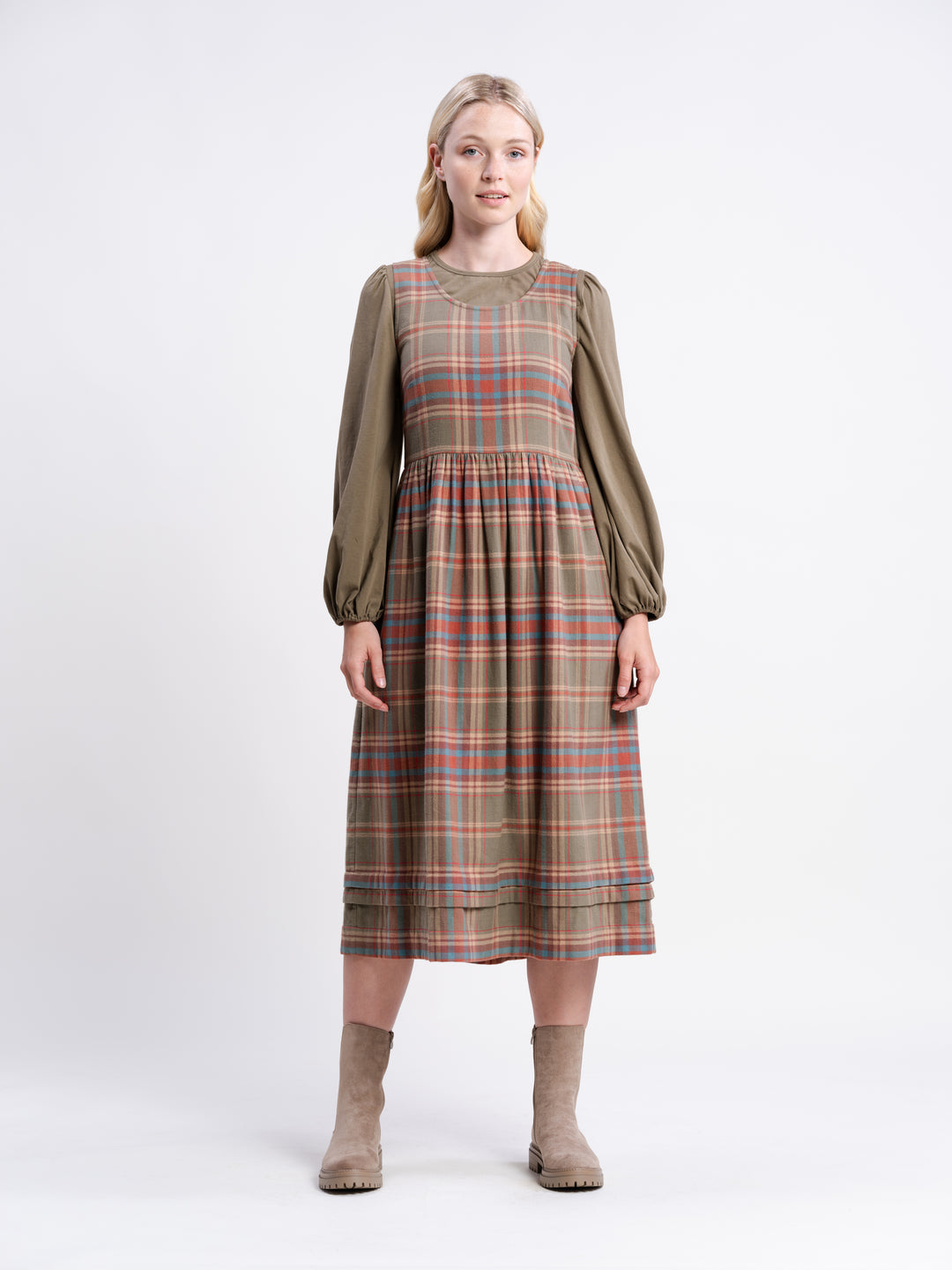 Kate Barton Women's Winter Classic Pinafore | Moss | Navy | Blue Gingham | Brown Heather Tartan | Brushed Cotton | Needlecord Kate Barton Women's Winter Classic Pinafore | Moss | Navy | Blue Gingham | Brown Heather Tartan | Brushed Cotton | Needlecord