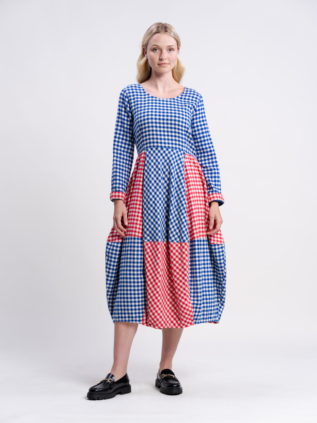 Kate Barton Women's Winter Harper Dress | Blue Gingham |Red Gingham | Brown Heather Tartan | Graphite | Persian Blue | Brushed Cotton | Stretch Jumbo Kate Barton Women's Winter Harper Dress | Blue Gingham |Red Gingham | Brown Heather Tartan | Graphite | Persian Blue | Brushed Cotton | Stretch Jumbo