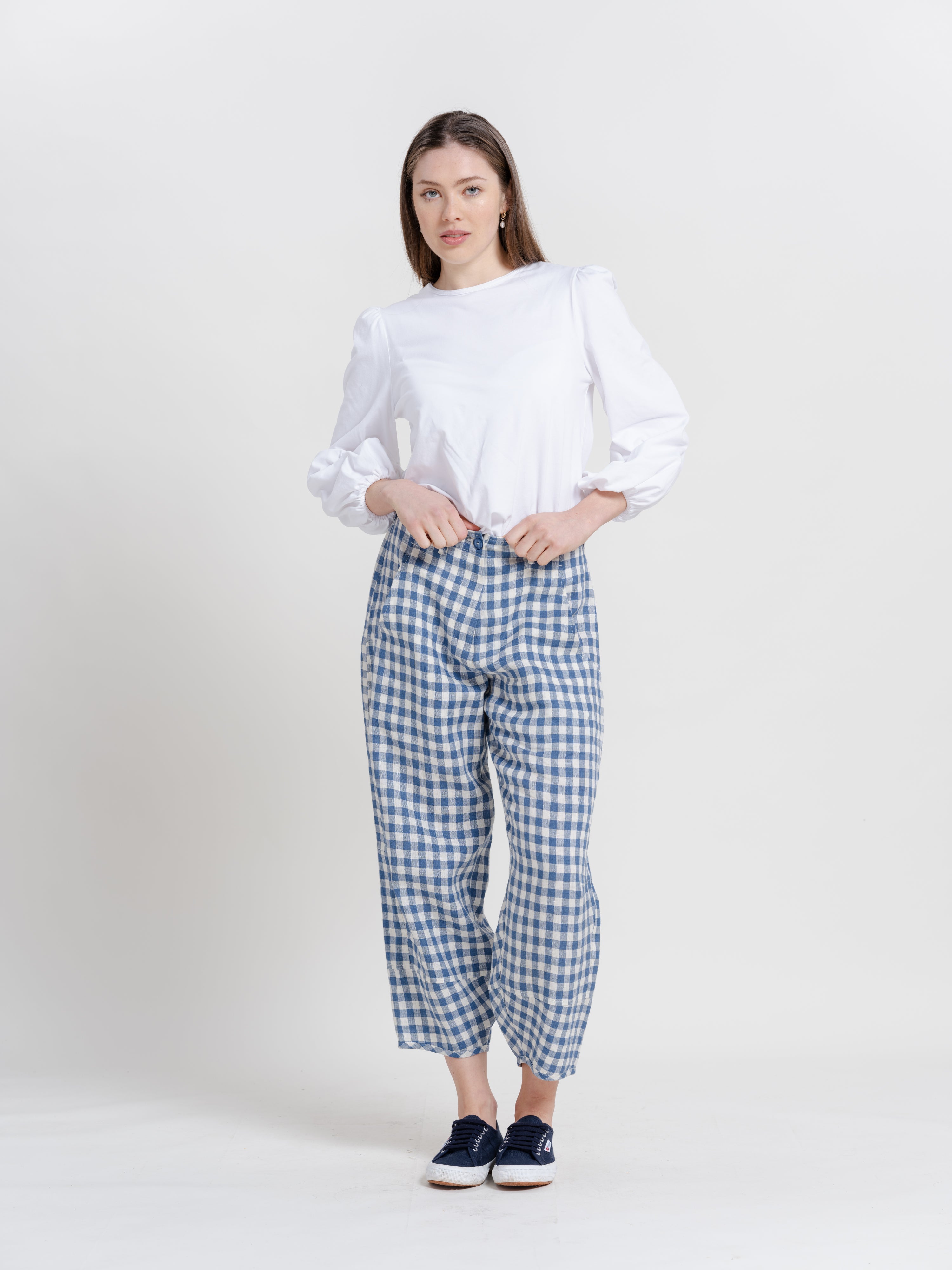 Blue Gingham Workwear Trousers