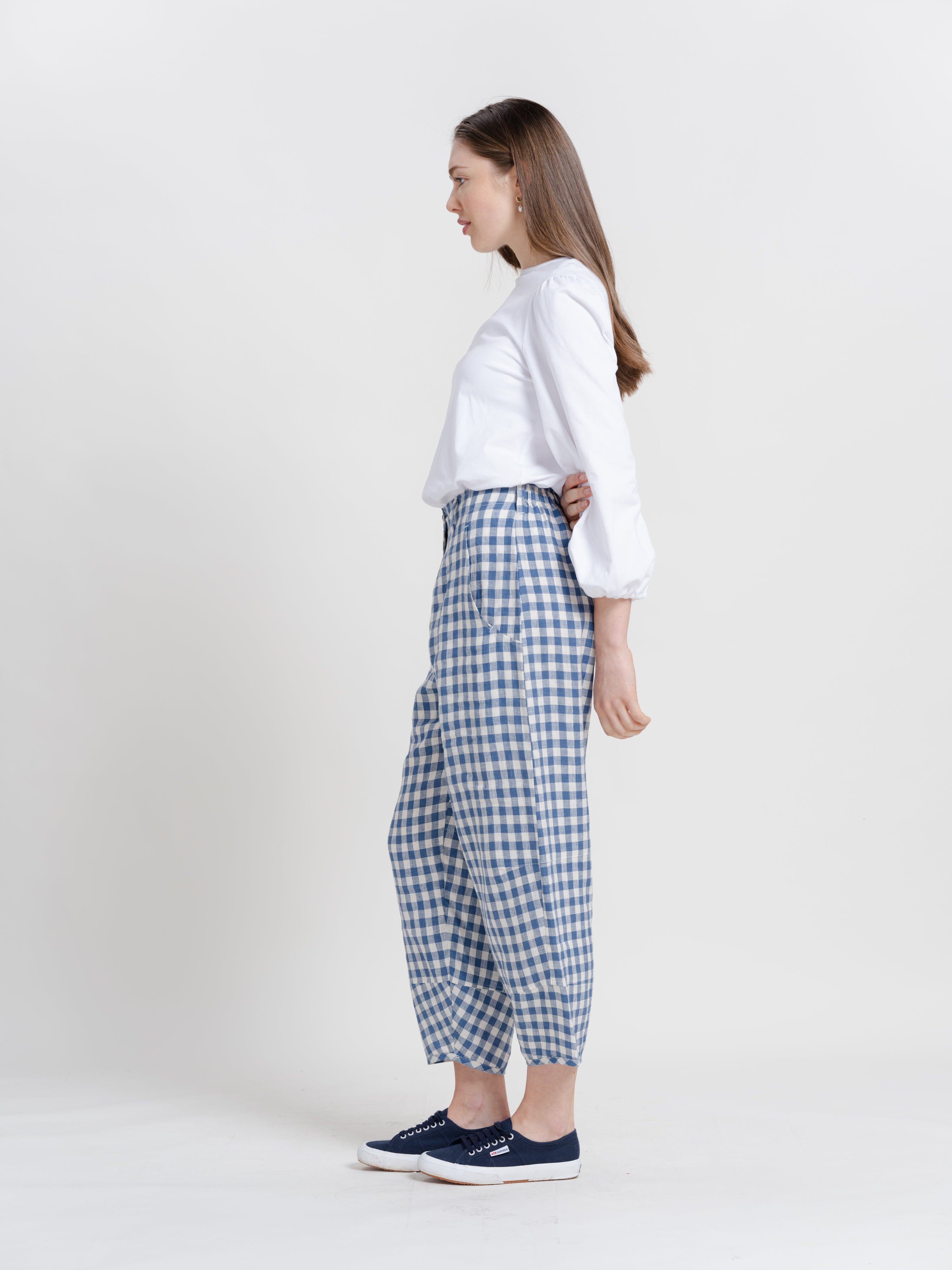 Blue Gingham Workwear Trousers
