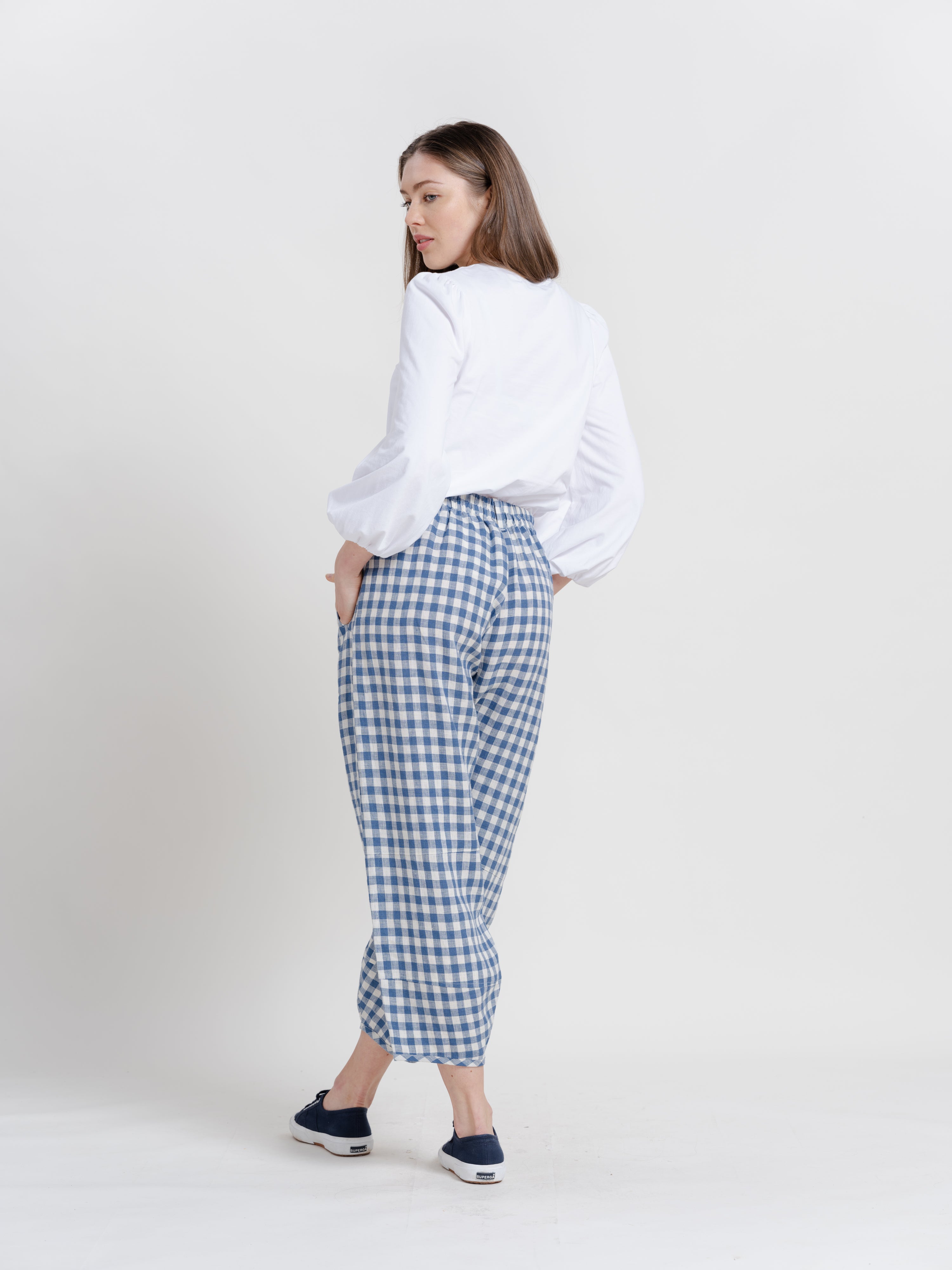 Blue Gingham Workwear Trousers
