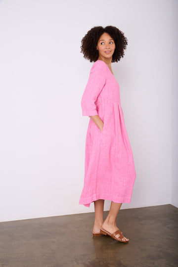 Kate Barton Women's Summer Dress | Blue Floral | Pink | Azure | Cotton | Stonewashed Linen Kate Barton Women's Summer Dress | Blue Floral | Pink | Azure | Cotton | Stonewashed Linen