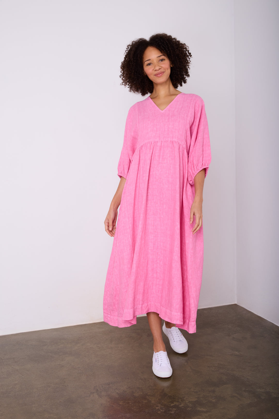 Kate Barton Women's Summer Dress | White | Pink | Charcoal | Stonewashed Linen Kate Barton Women's Summer Dress | White | Pink | Charcoal | Stonewashed Linen