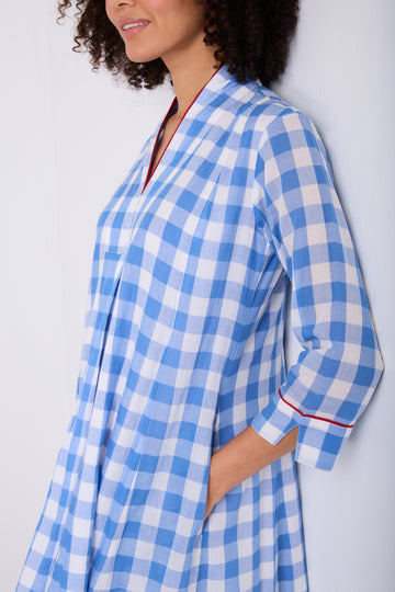 Kate Barton Women's Summer Dress | Blue/White | Dark Navy/White | Linen | Cotton Voiile Kate Barton Women's Summer Dress | Blue/White | Dark Navy/White | Linen | Cotton Voiile