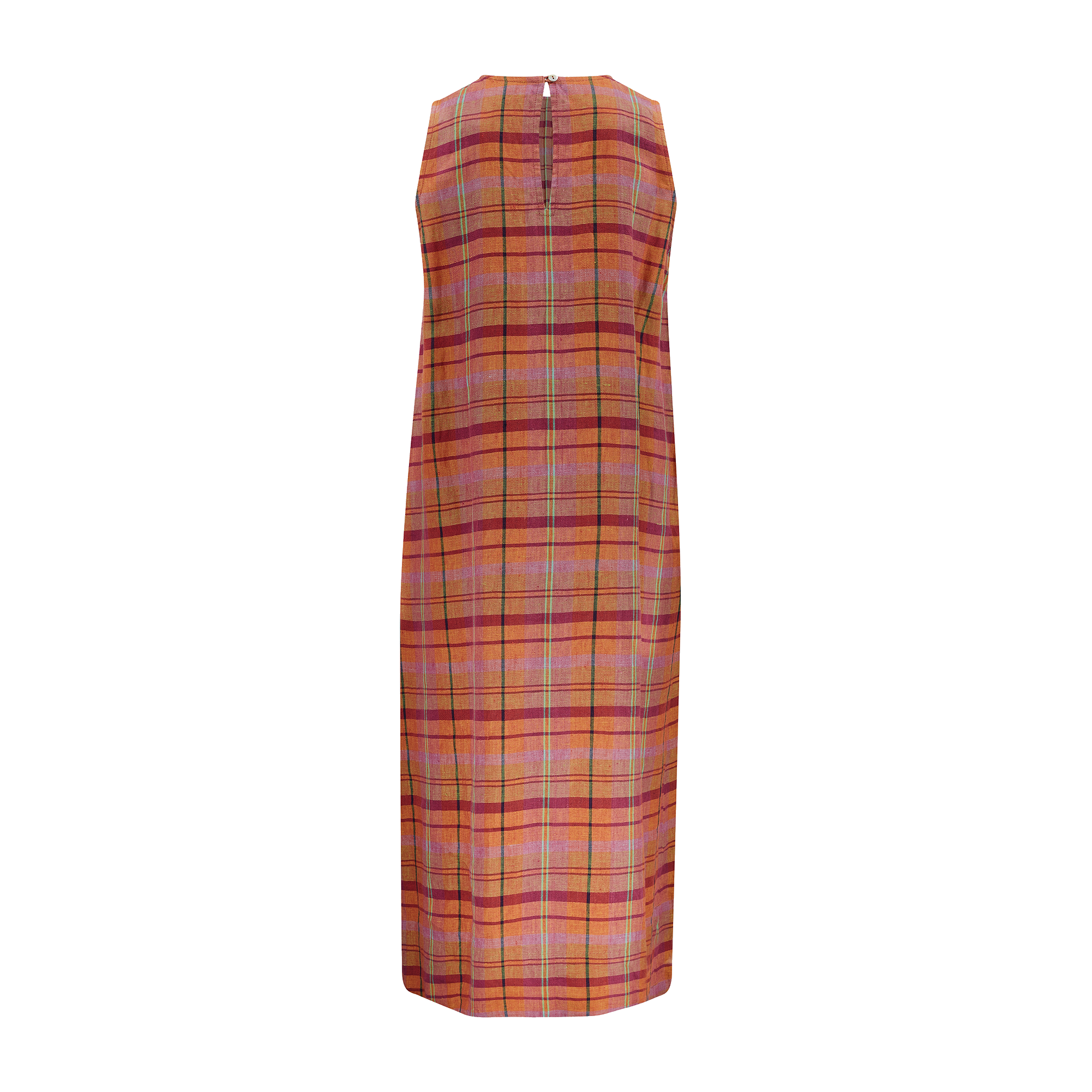 The Sleeveless Pintuck Dress - Cinnamon Check Linen