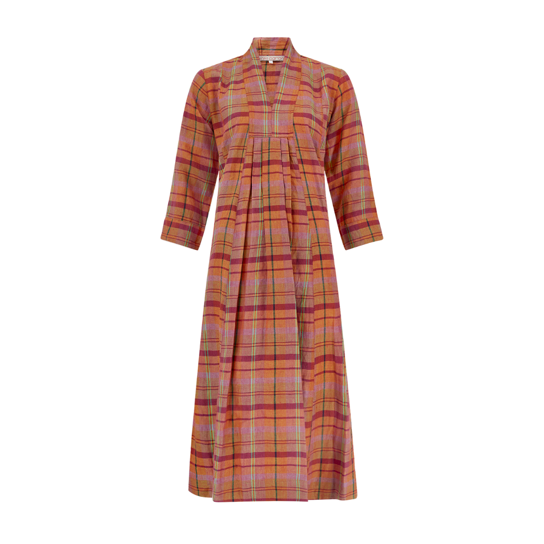 The Easy Summer Dress - Cinnamon Check Linen